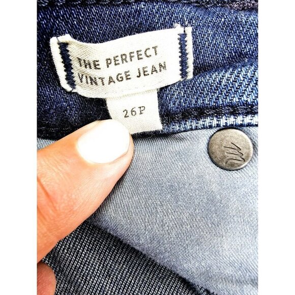 Madewell Size 26X25 Women's Petite The Perfect Vintage Jean Blue Denim Logo Tag - Picture 5 of 12